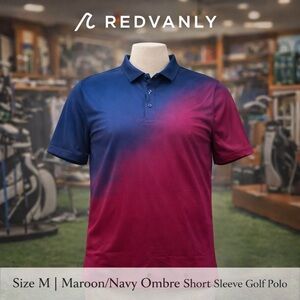 Redvanly Maroon/Navy Ombre Short Sleeve Golf Polo NWT- M
